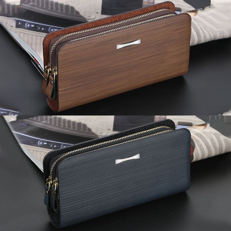 Mænd Pu-læder Stor Kapacitet Multi-card Slot Bærehåndtag Casual Clutch Taske Kortholder Pung