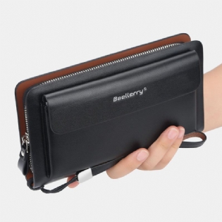 Mænd Pu-læder Stor Kapacitet Multi-card Slot Casual Bærehåndtag Clutch Taske Kortholder Pung