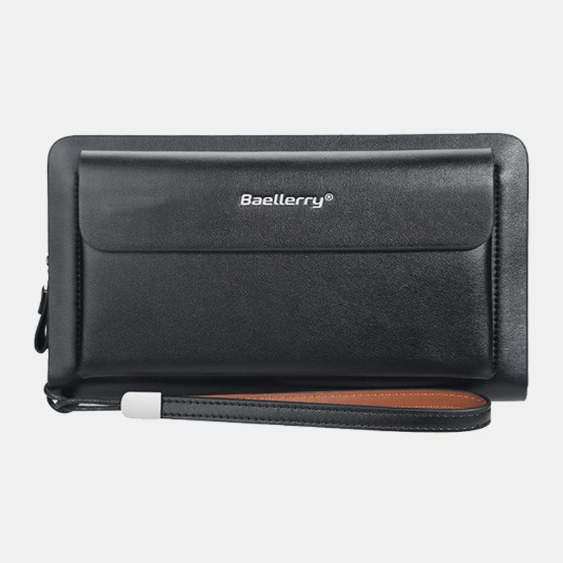 Mænd Pu-læder Stor Kapacitet Multi-card Slot Casual Bærehåndtag Clutch Taske Kortholder Pung