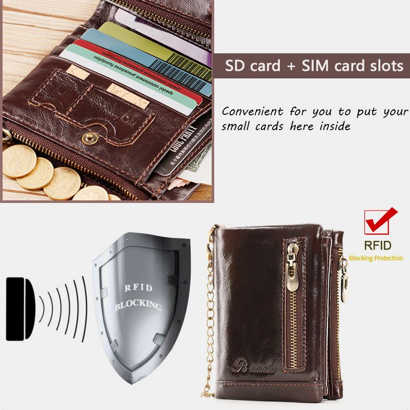 Mænd Trifold Kort Multifunktion Lodrette Tegnebøger Blokering Multi-card Slot Kortholder Minimalistisk Møntpung