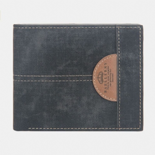 Mænd Tynd Bifold Denim Mønster Pu Læder Pung Multi-card Slot Kortholder Stor Kapacitet Møntpung