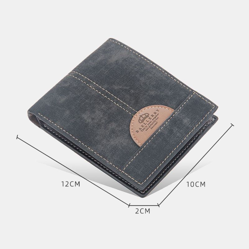 Mænd Tynd Bifold Denim Mønster Pu Læder Pung Multi-card Slot Kortholder Stor Kapacitet Møntpung