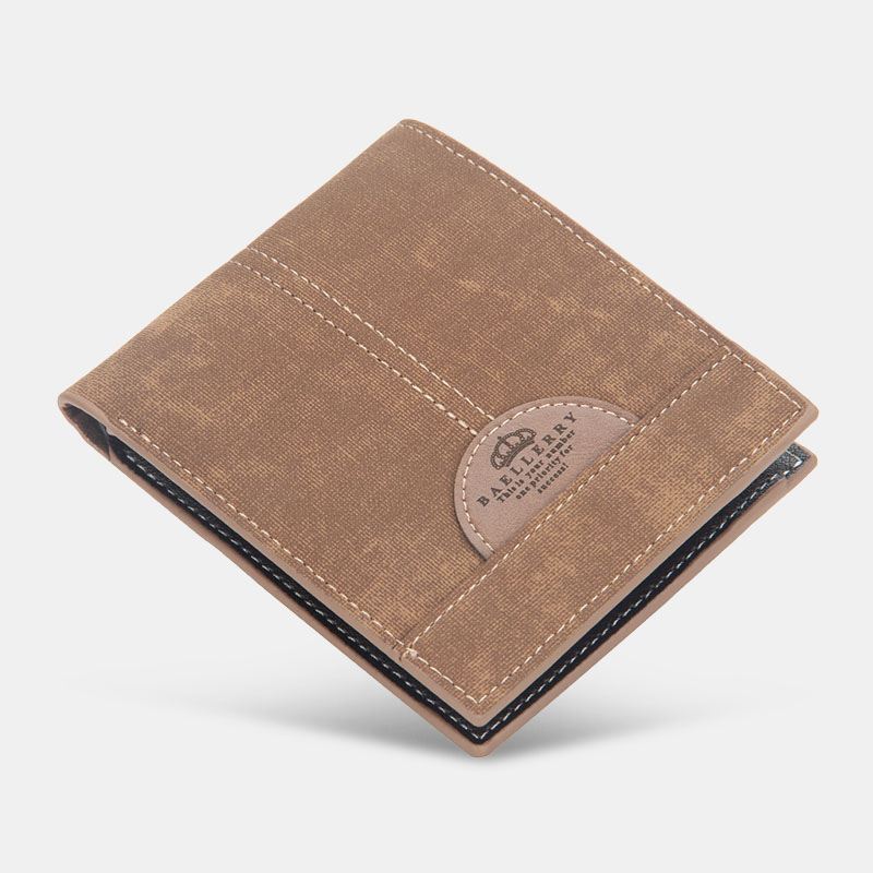 Mænd Tynd Bifold Denim Mønster Pu Læder Pung Multi-card Slot Kortholder Stor Kapacitet Møntpung