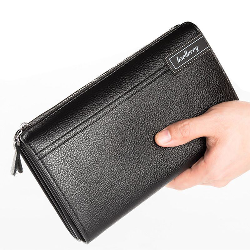 Pu Business Casual Clutch-taske Med Lynlås 4 Pengelommer Tegnebog Til Mænd