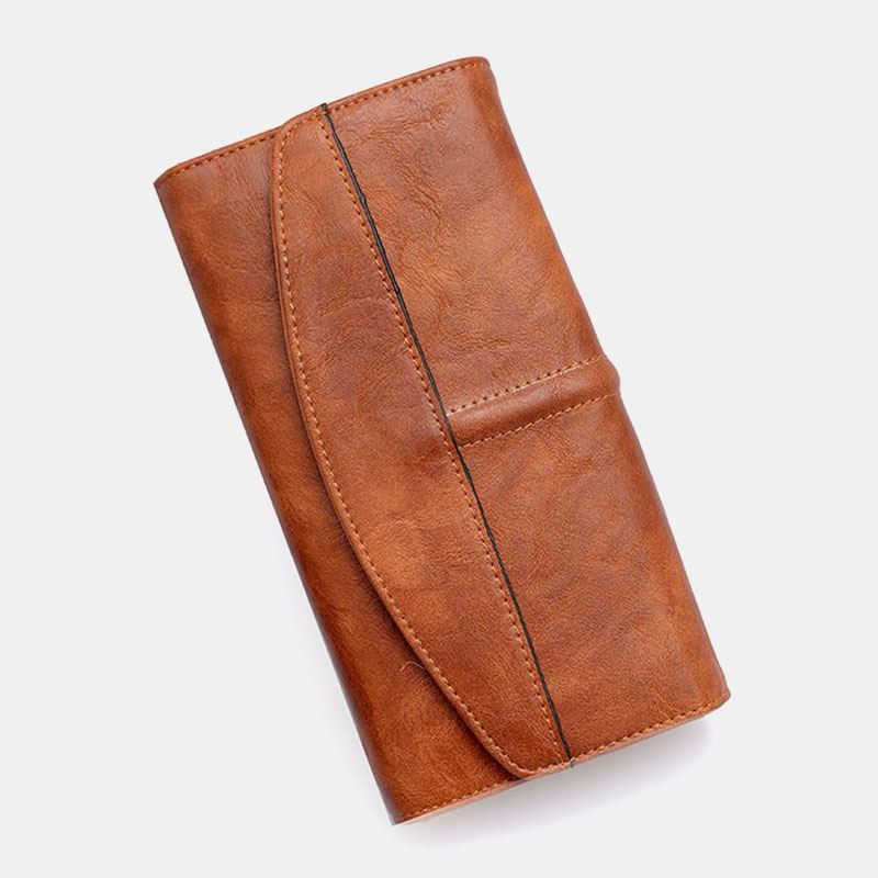 Unisex Imiteret Læder Retro Trifold Håndbærende Multi-slot 5.5 Tommer Telefon Clutch Taske Pung Tegnebog