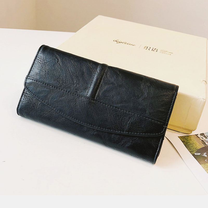 Unisex Imiteret Læder Retro Trifold Håndbærende Multi-slot 5.5 Tommer Telefon Clutch Taske Pung Tegnebog