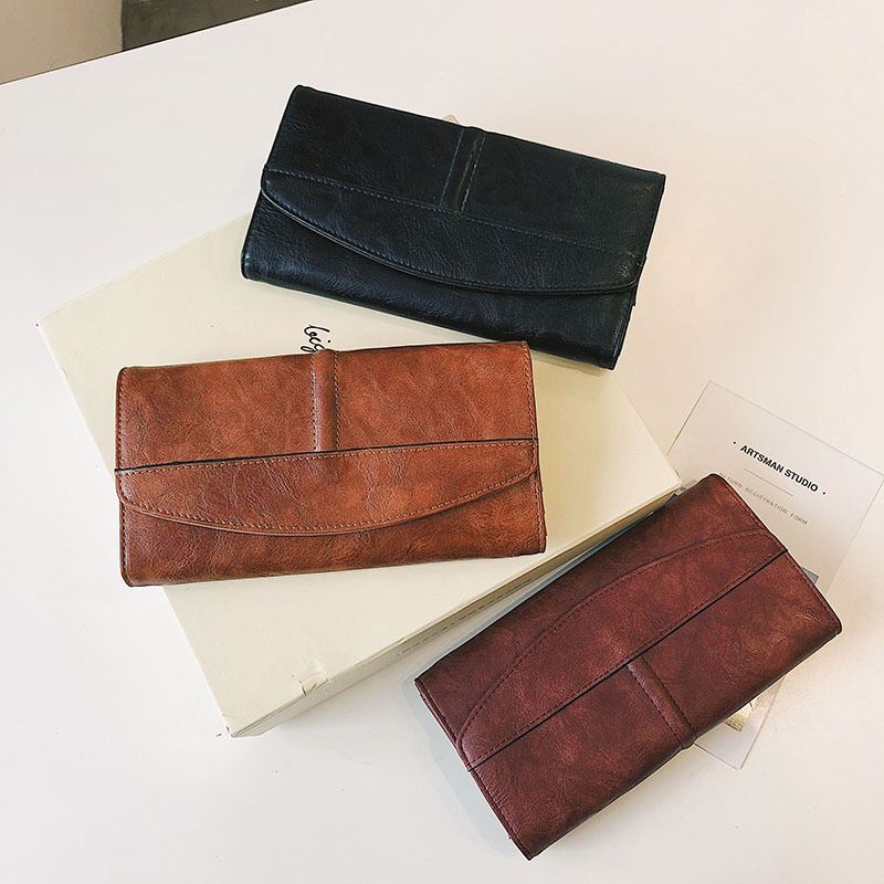 Unisex Imiteret Læder Retro Trifold Håndbærende Multi-slot 5.5 Tommer Telefon Clutch Taske Pung Tegnebog