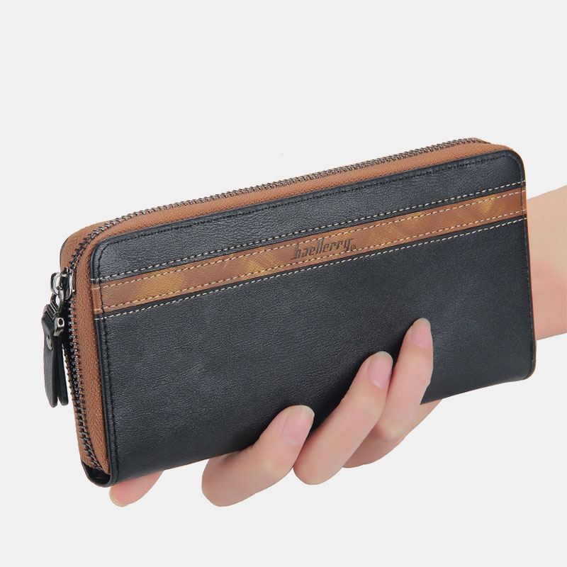 Unisex Multifunktionslynlås I Imiteret Læder 6.3 Tommer Telefontaske Clutch Pung Multi-slot Kortholder Pung