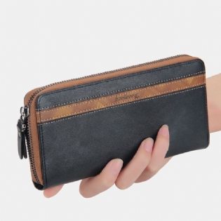 Unisex Multifunktionslynlås I Imiteret Læder 6.3 Tommer Telefontaske Clutch Pung Multi-slot Kortholder Pung