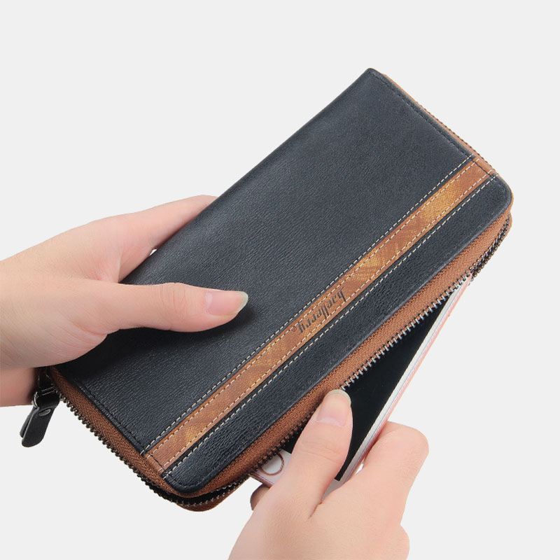 Unisex Multifunktionslynlås I Imiteret Læder 6.3 Tommer Telefontaske Clutch Pung Multi-slot Kortholder Pung