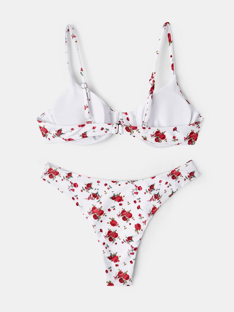 Blomsterprint Justerbare Stropper Summer Beach Bikini Sæt