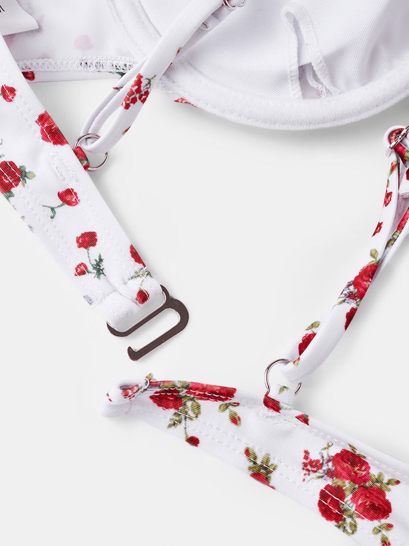 Blomsterprint Justerbare Stropper Summer Beach Bikini Sæt