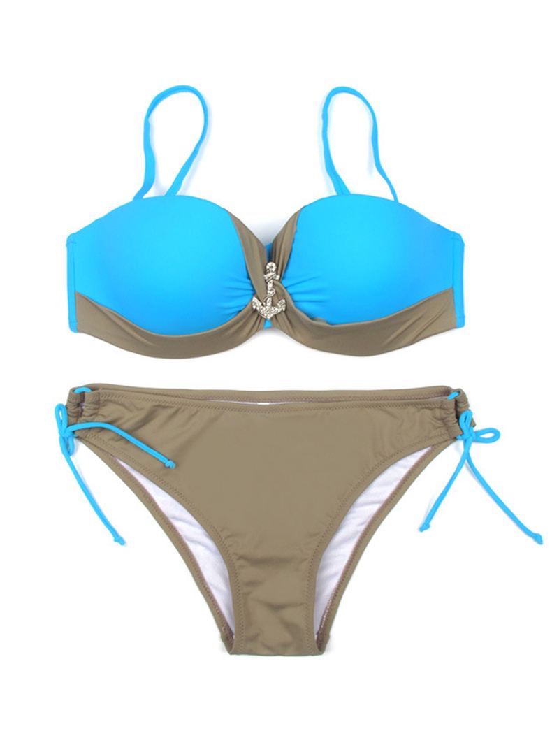 Kvinder Sexet Bøjle Push Up Bikini Sæt Ruched Justerbar Beachwear