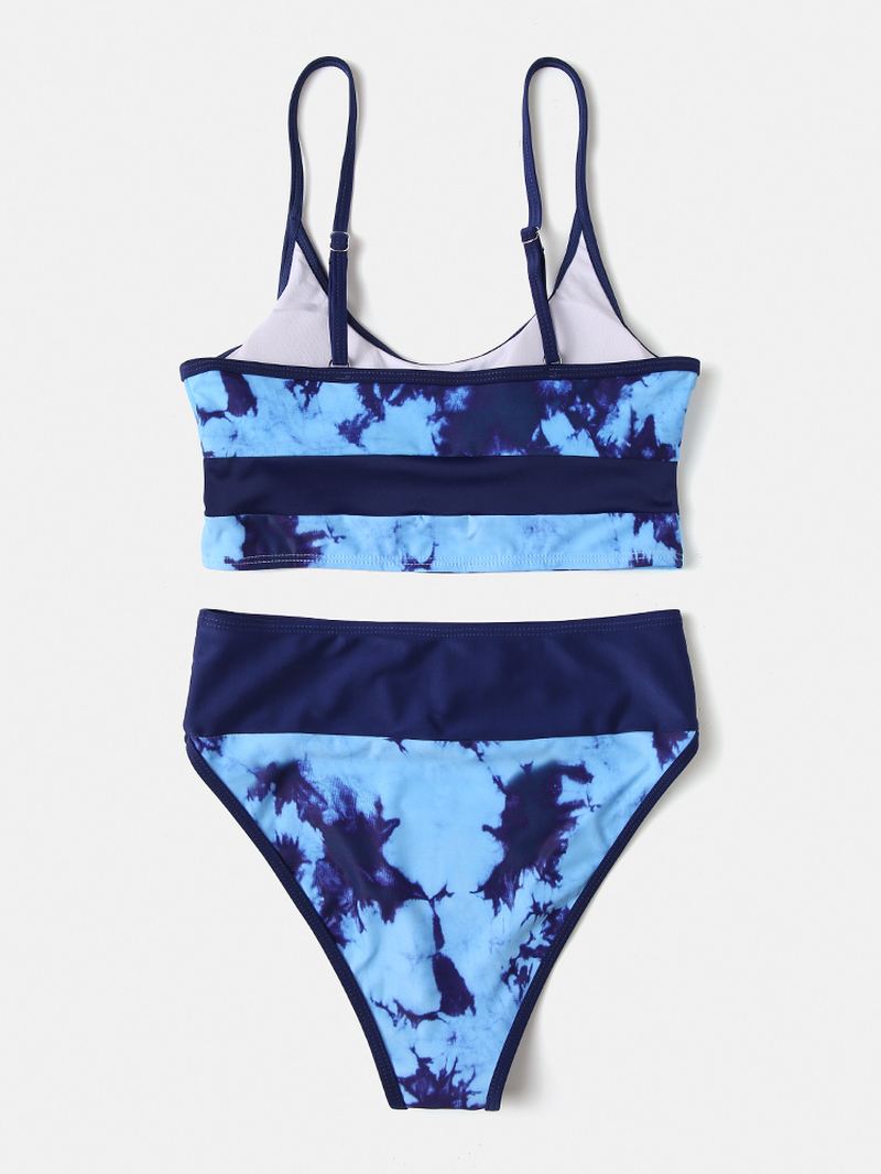 Kvinder Tie-dye Patchwork Bikinis Badedragt Med Høj Talje