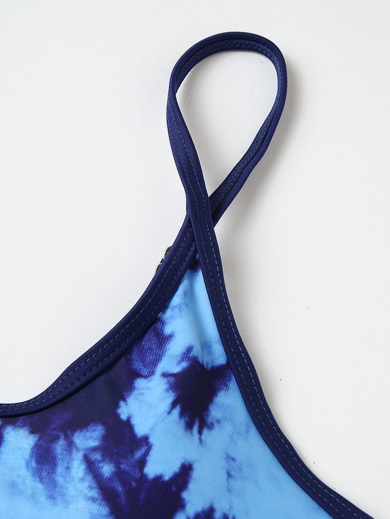 Kvinder Tie-dye Patchwork Bikinis Badedragt Med Høj Talje