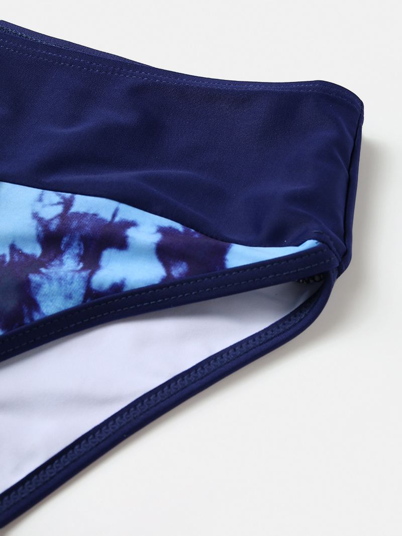 Kvinder Tie-dye Patchwork Bikinis Badedragt Med Høj Talje