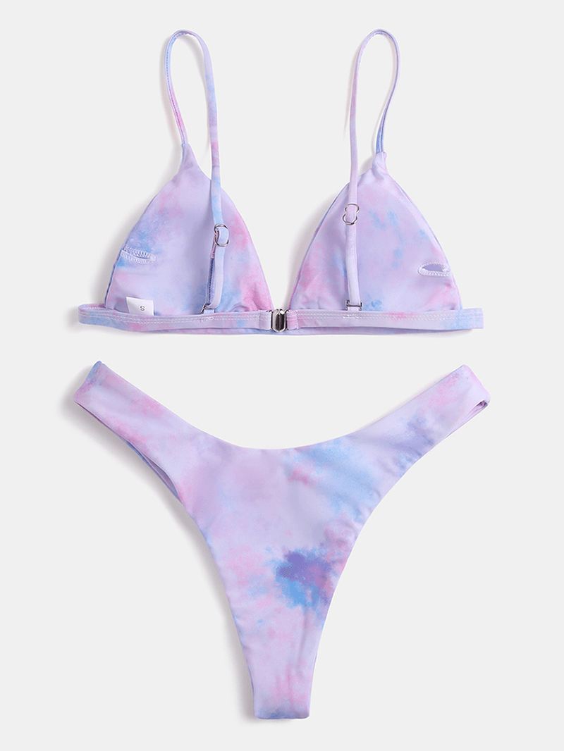 Tie Dye Kvinder Trekant Spaghetti Straps Bikini Backless Badetøj