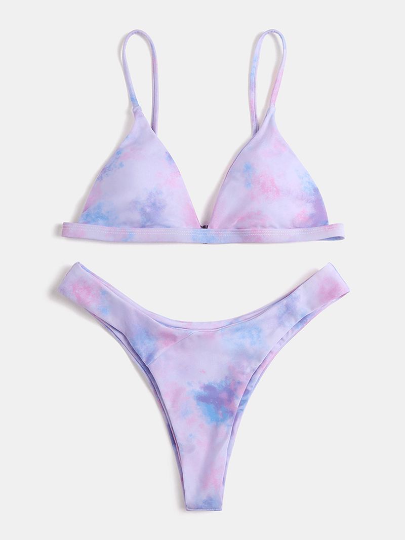 Tie Dye Kvinder Trekant Spaghetti Straps Bikini Backless Badetøj