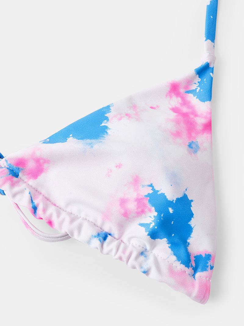 Triangle Tie-dye Halter String Bikini Strandtøj Med Åben Ryg Til Kvinder