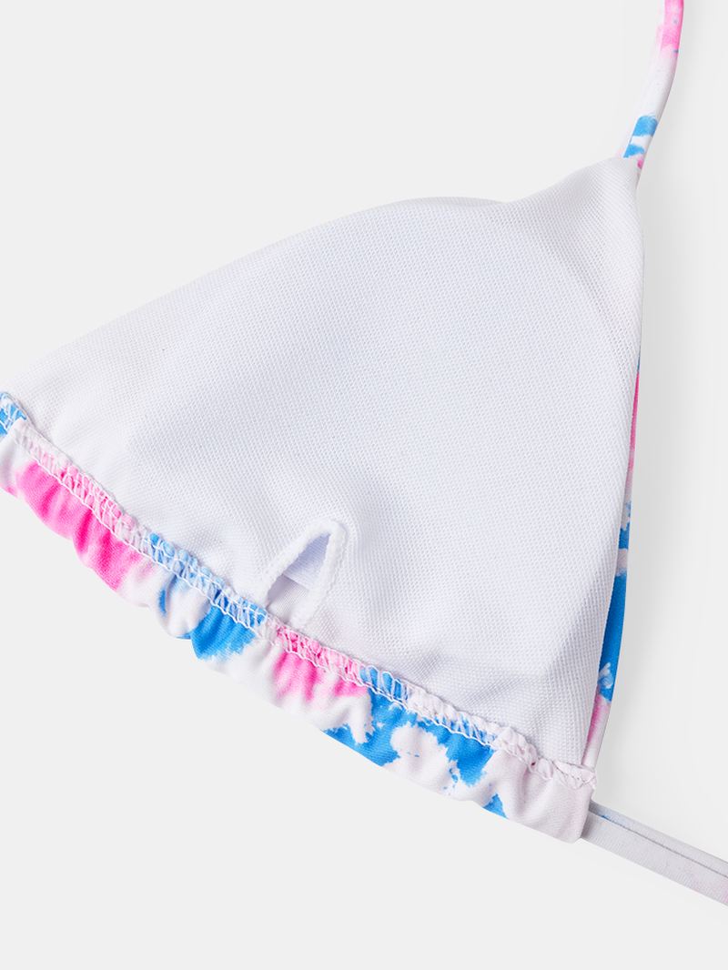 Triangle Tie-dye Halter String Bikini Strandtøj Med Åben Ryg Til Kvinder