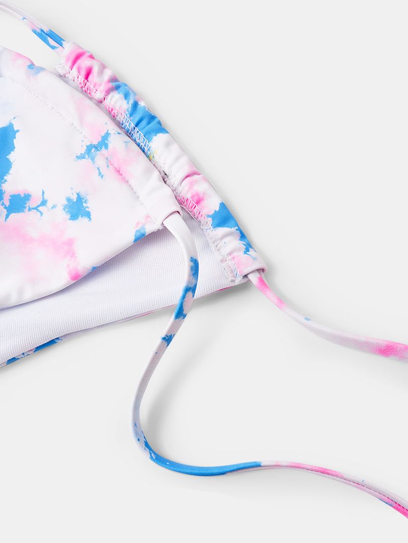 Triangle Tie-dye Halter String Bikini Strandtøj Med Åben Ryg Til Kvinder