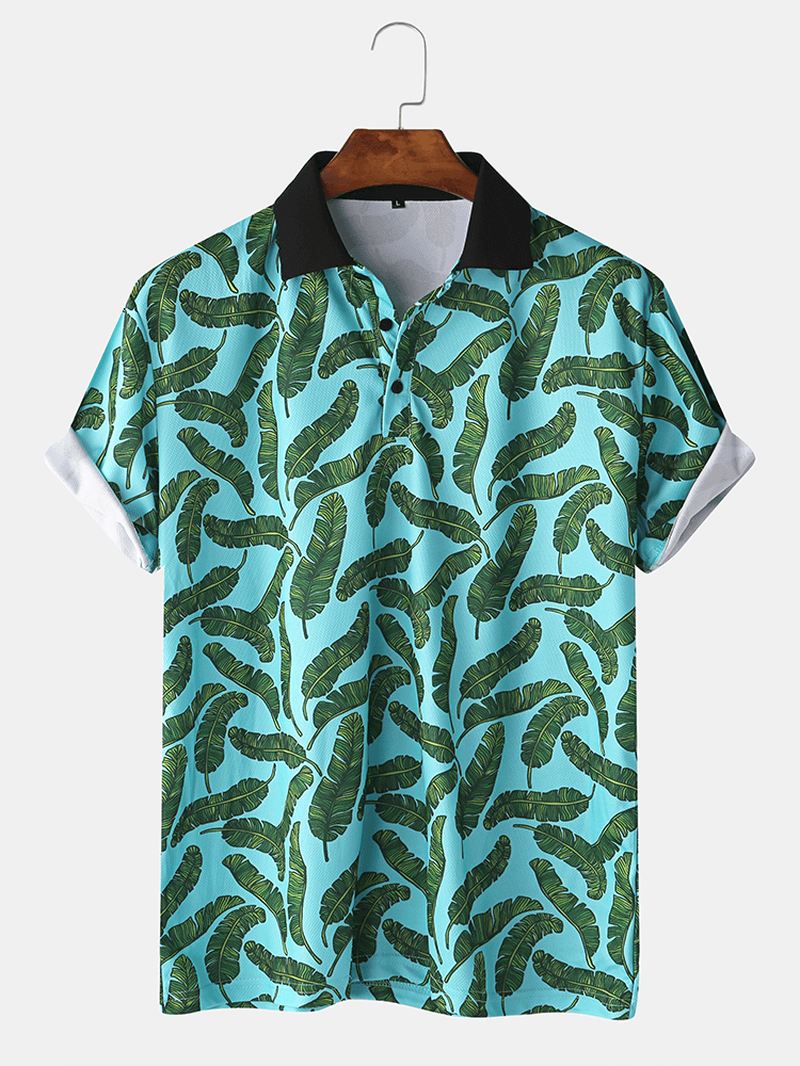 Mænd Casual Holiday Banana Leaf Med Tryk Golf Shirt