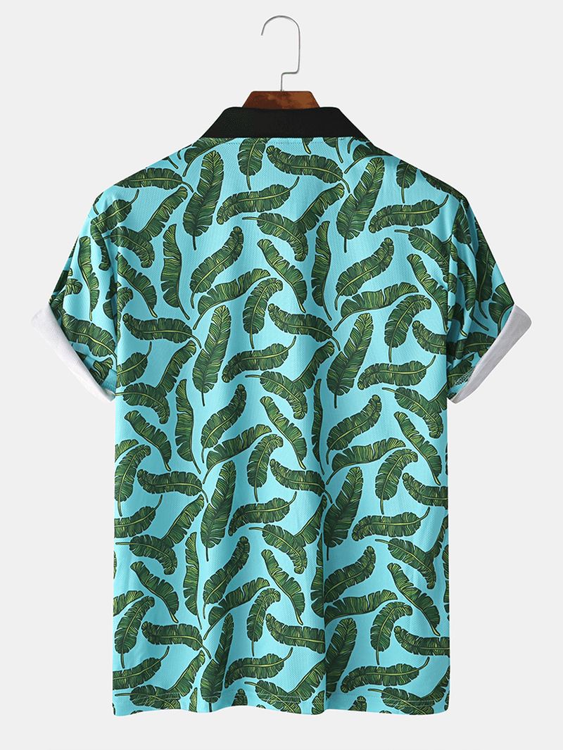 Mænd Casual Holiday Banana Leaf Med Tryk Golf Shirt