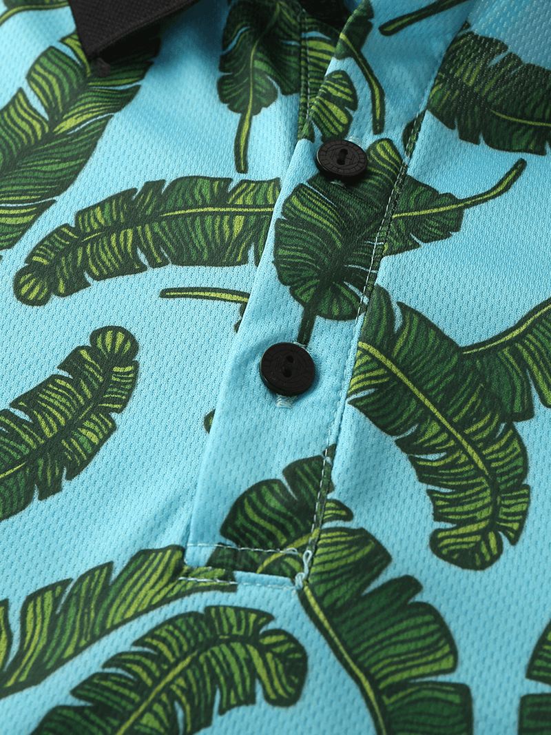 Mænd Casual Holiday Banana Leaf Med Tryk Golf Shirt