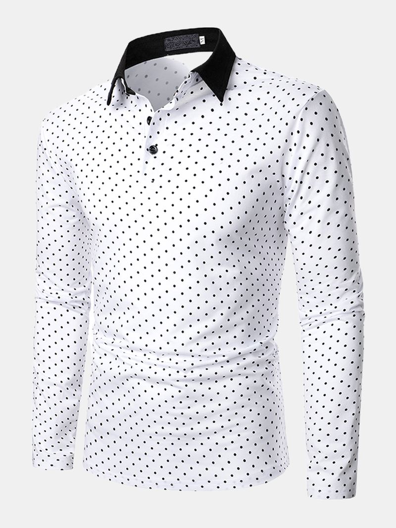 Polka Dot Simple Casual Langærmede Golfskjorter Til Mænd