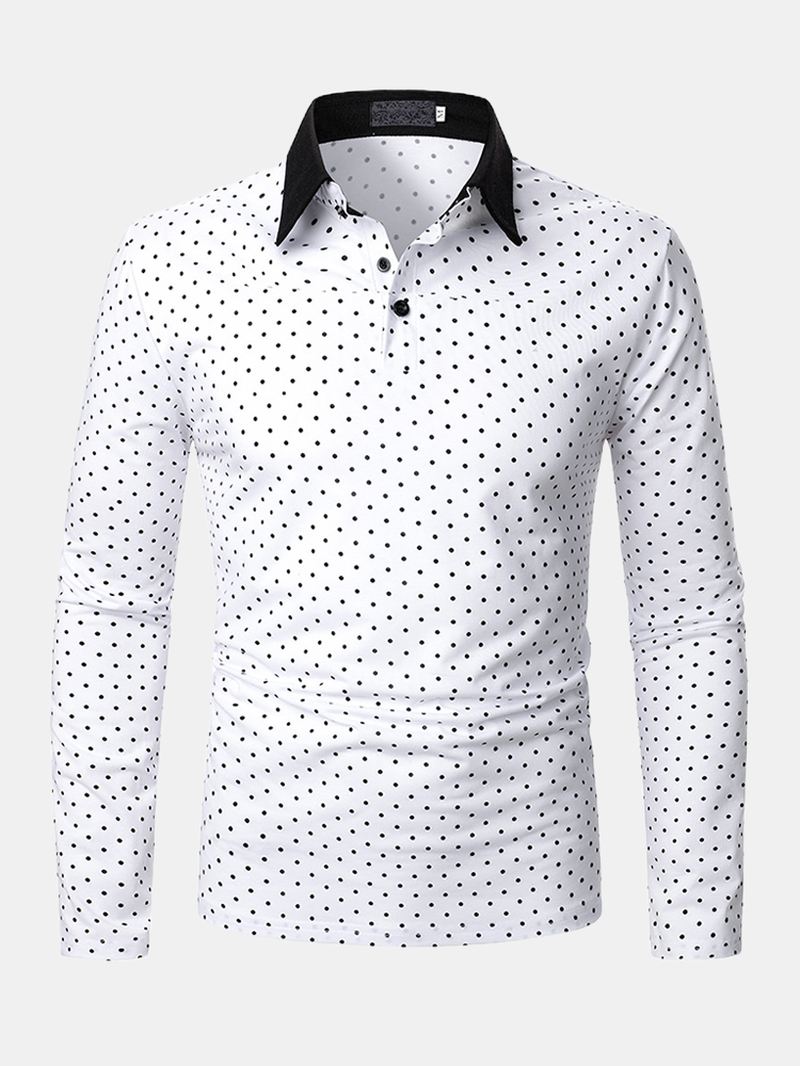 Polka Dot Simple Casual Langærmede Golfskjorter Til Mænd