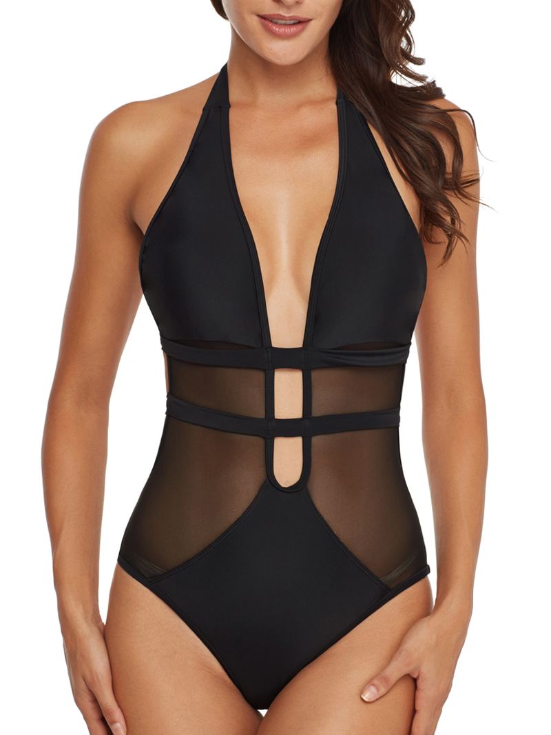 One Pieces Black Mesh Hollow Badetøj