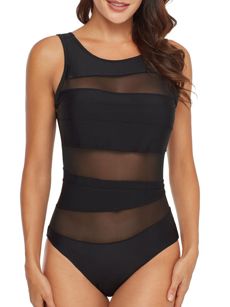 One Pieces Black Mesh Hollow Badetøj