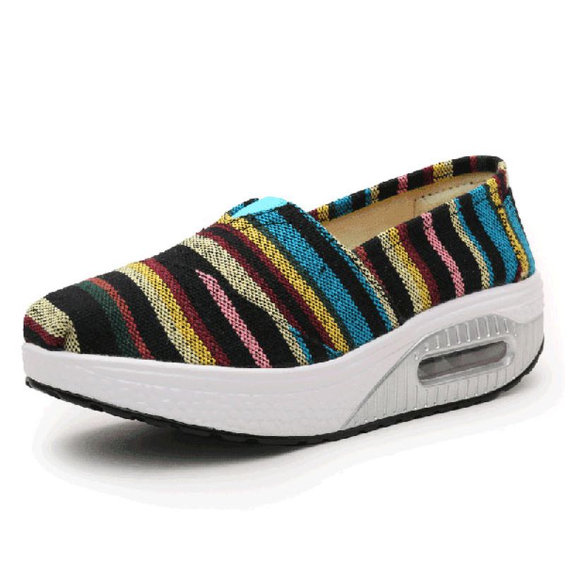 Casual Flat Shoes Canvas Til Kvinder Sport Ourddor Rocker Sole Sko