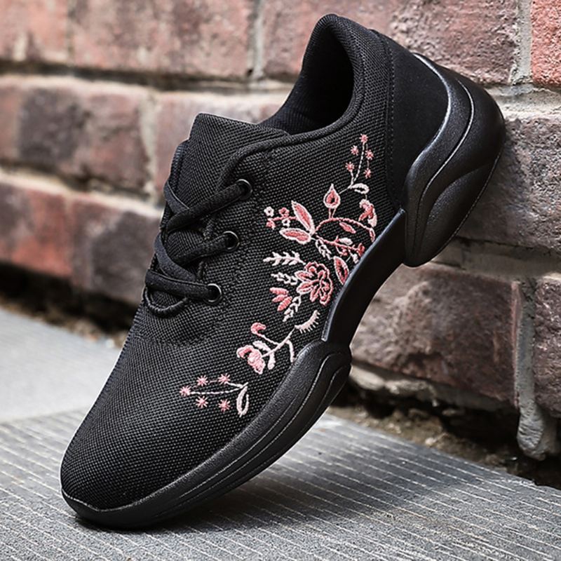 Kvinder Casual Broderi Blomster Strikkede Lette Åndbare Sneakers