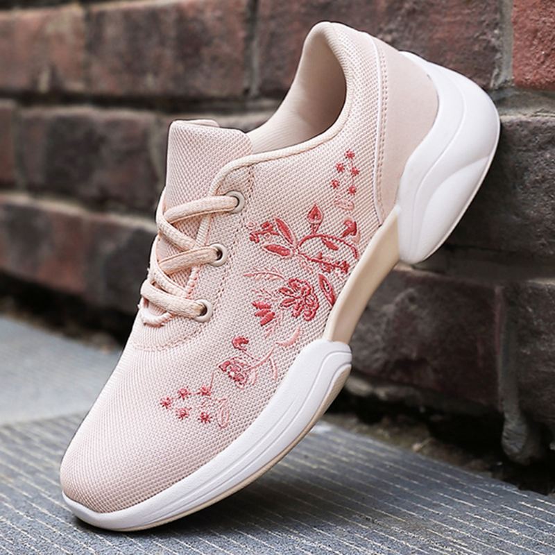 Kvinder Casual Broderi Blomster Strikkede Lette Åndbare Sneakers