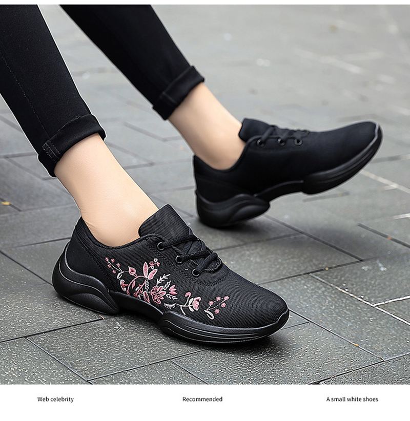 Kvinder Casual Broderi Blomster Strikkede Lette Åndbare Sneakers