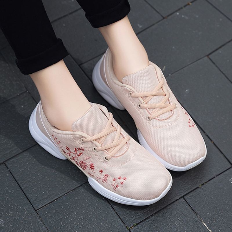 Kvinder Casual Broderi Blomster Strikkede Lette Åndbare Sneakers