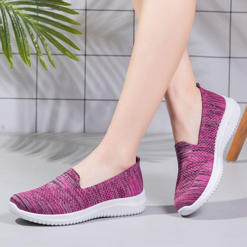 Kvinder Komfortable Mesh Slip On Pattern Sport Walking Sko