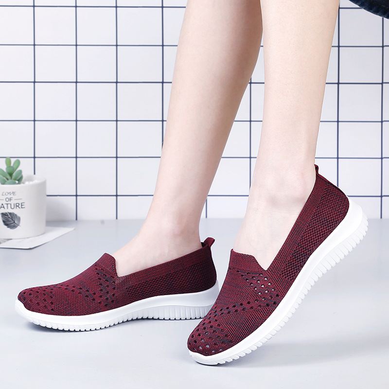 Kvinder Komfortable Mesh Slip On Pattern Sport Walking Sko