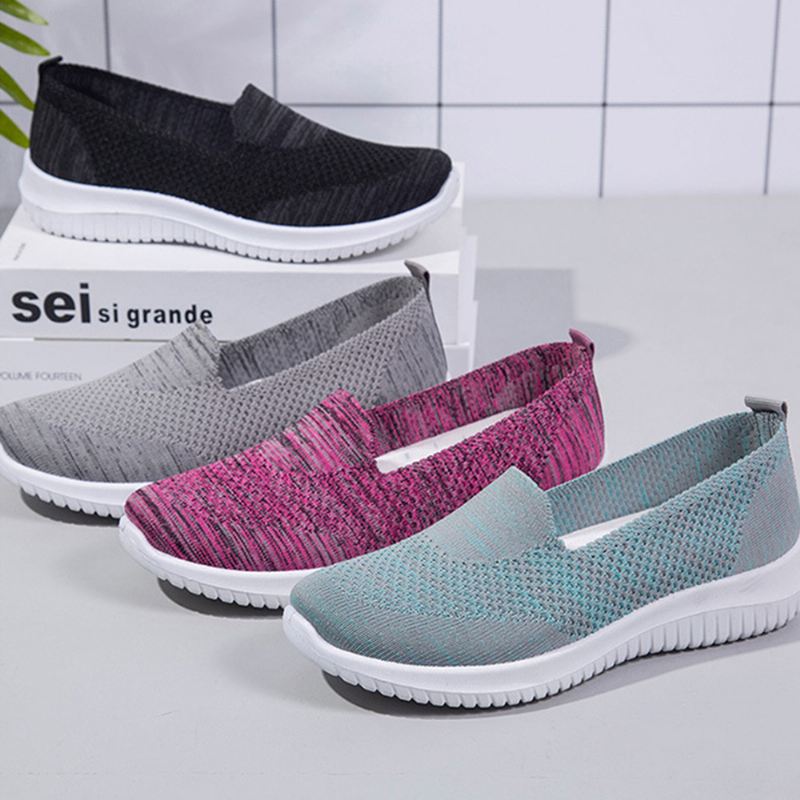 Kvinder Komfortable Mesh Slip On Pattern Sport Walking Sko