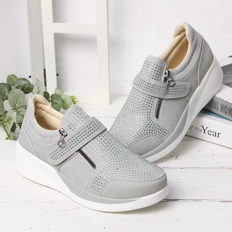 Kvinder Mesh Krogløkke Lynlås Kiler Casual Sneakers