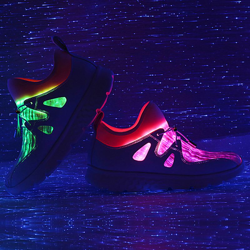 Lys Op Sko Usb Opladning Farverige Led Walking Sneakers