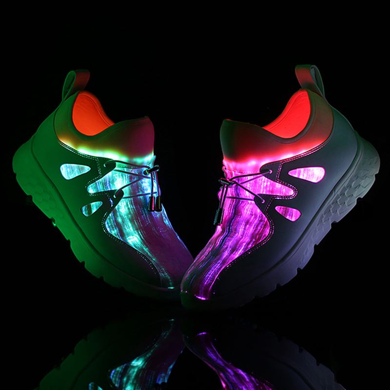 Lys Op Sko Usb Opladning Farverige Led Walking Sneakers