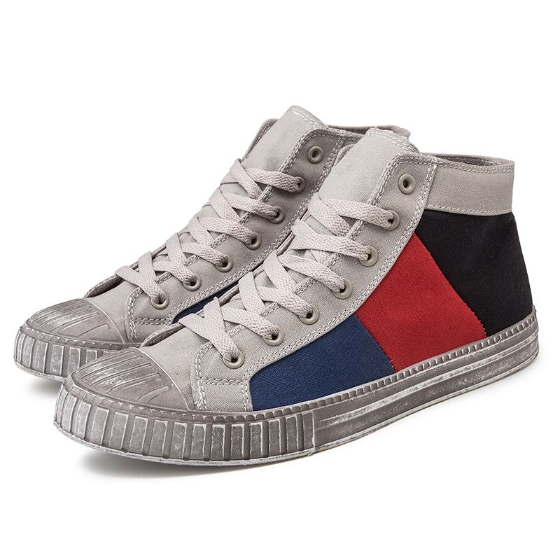 Mænd Colorblock Canvas High Top Lace Up Sports Casual Trainers