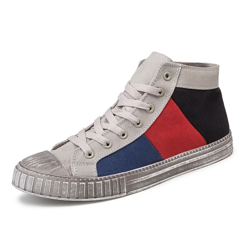 Mænd Colorblock Canvas High Top Lace Up Sports Casual Trainers