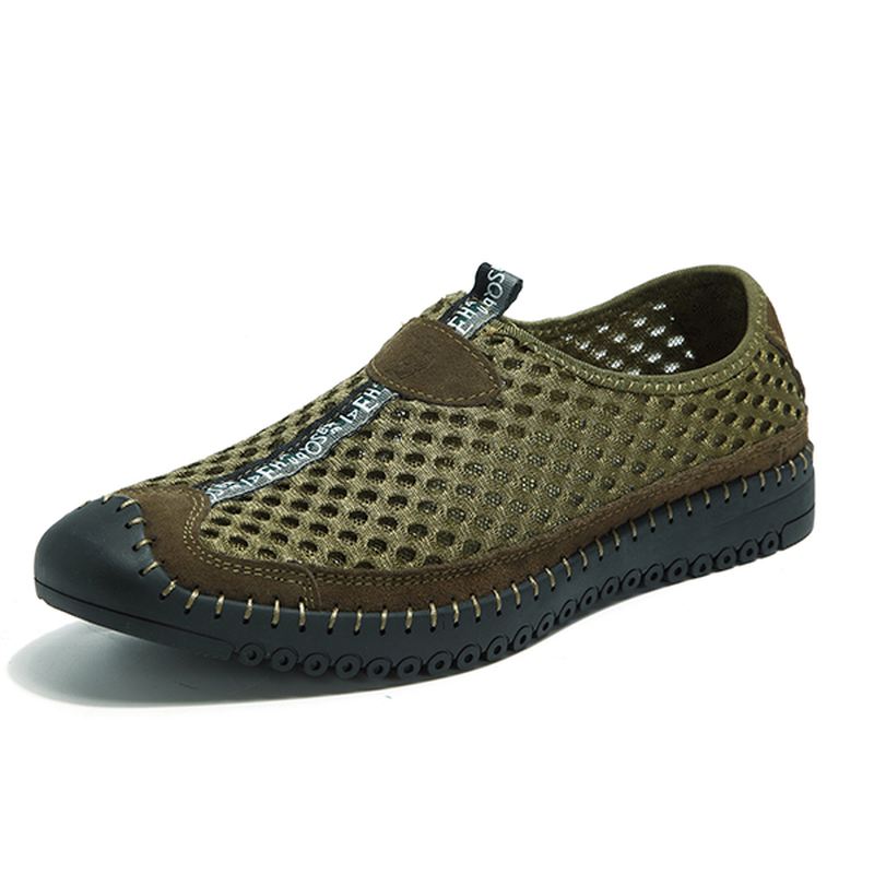 Mænd Mesh Anti-collision Toe Håndsyning Casual Flats Sneakers