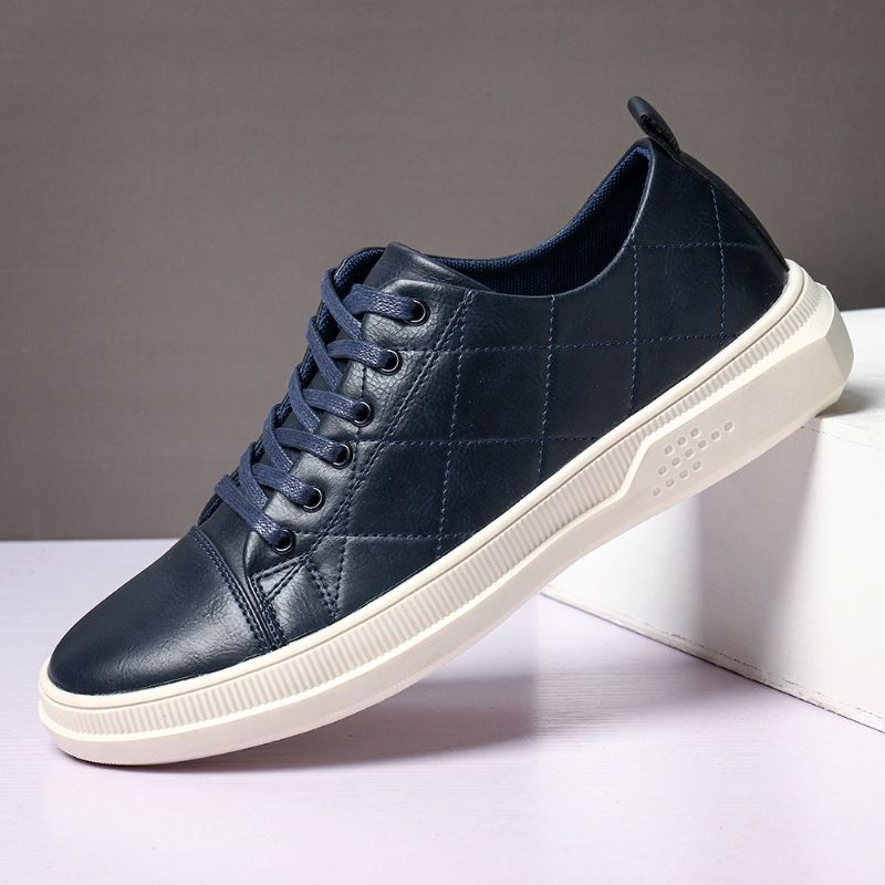 Mænd Pure Color Microfiber Læder Skridsikker Blød Sål Casual Sneakers