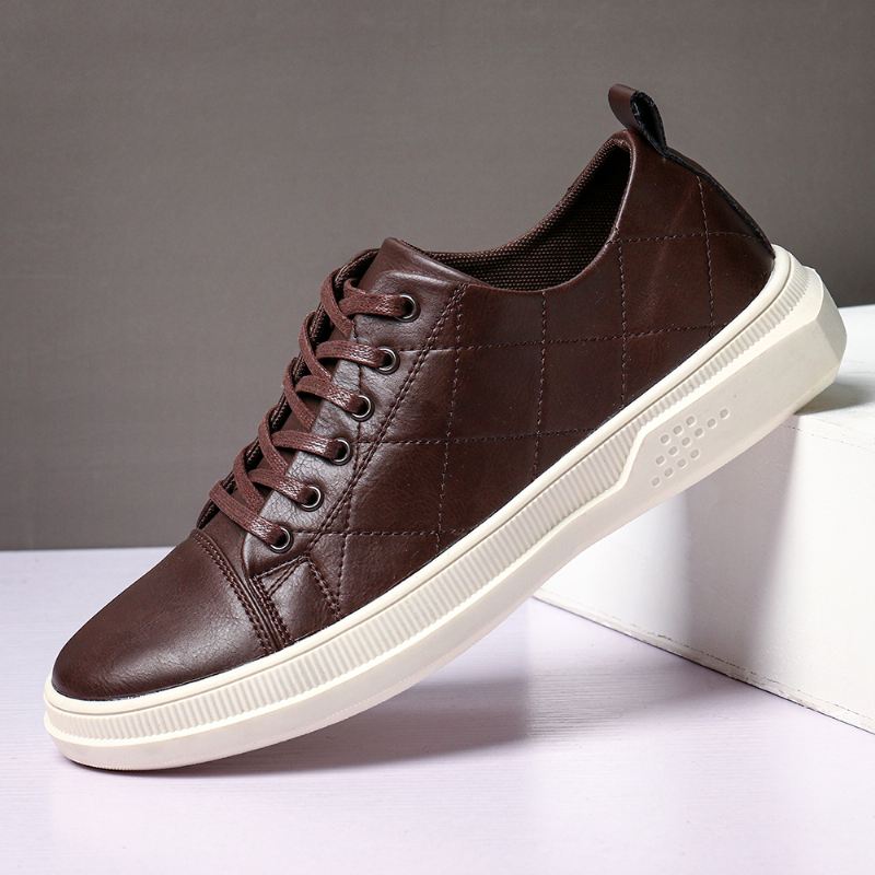 Mænd Pure Color Microfiber Læder Skridsikker Blød Sål Casual Sneakers