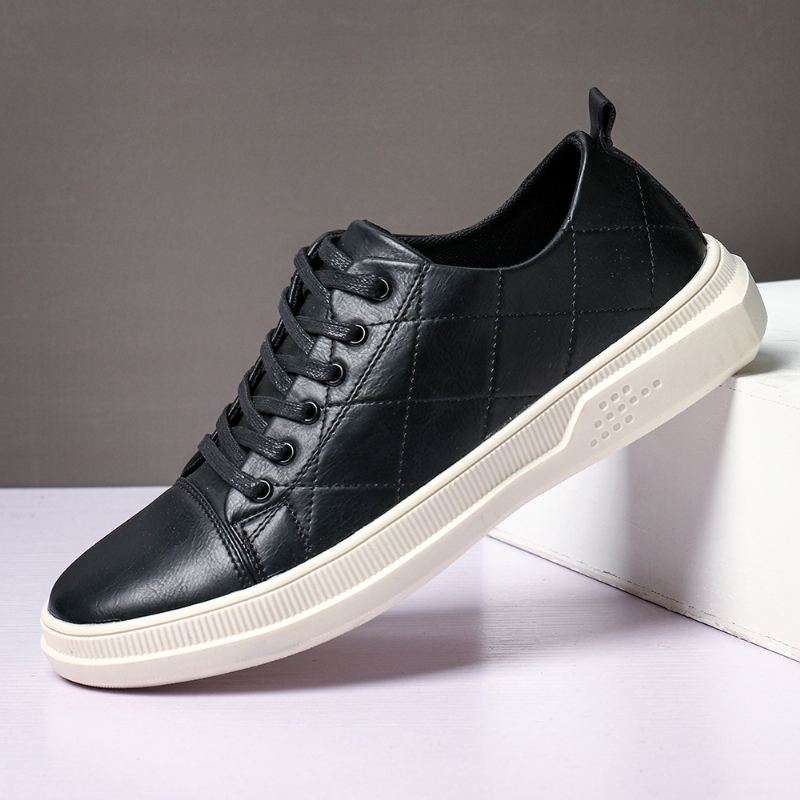 Mænd Pure Color Microfiber Læder Skridsikker Blød Sål Casual Sneakers