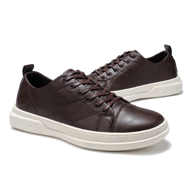 Mænd Pure Color Microfiber Læder Skridsikker Blød Sål Casual Sneakers